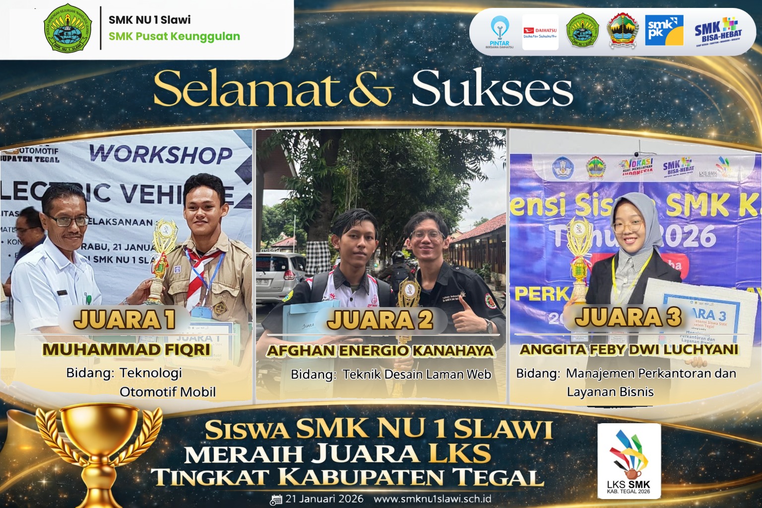 Siswa SMK NU 1 Slawi Raih Prestasi Gemilang di LKS SMK Kabupaten Tegal 2026